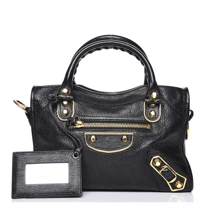 Balenciaga Chevre Gold Metallic Edge Hardware Mini City Black 1 of 7