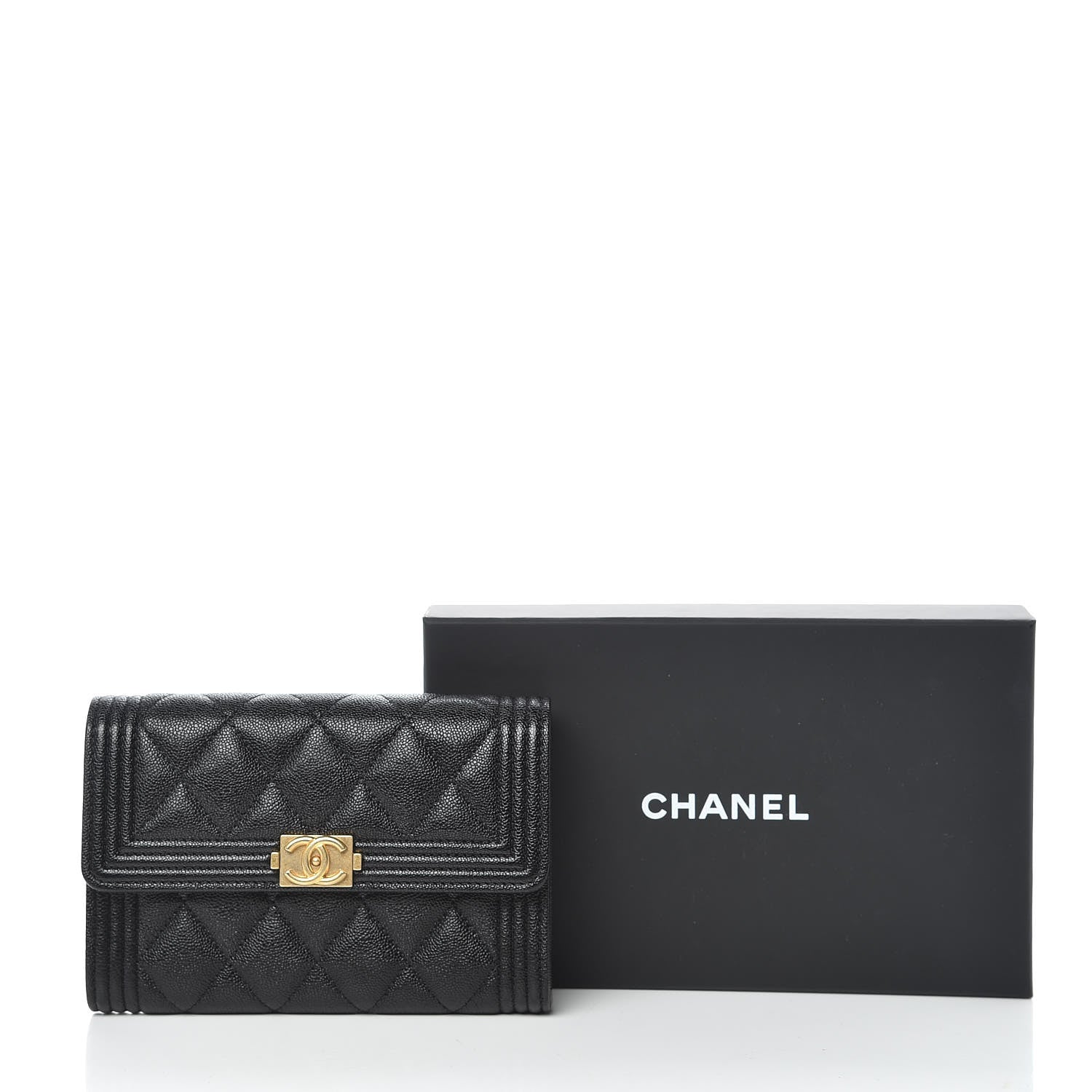 Chanel Caviar Quilted Medium Boy Flap Wallet Black 9 of 9