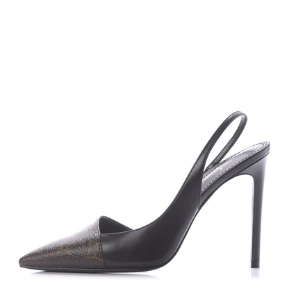 Louis Vuitton Monogram Cherie Slingback Pumps 37 Black 1 of 12