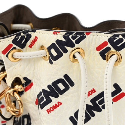 Fendi X FILA Calfskin F is Fendi Mania Fringe Mini Mon Tresor Bucket Bag White 11 of 13