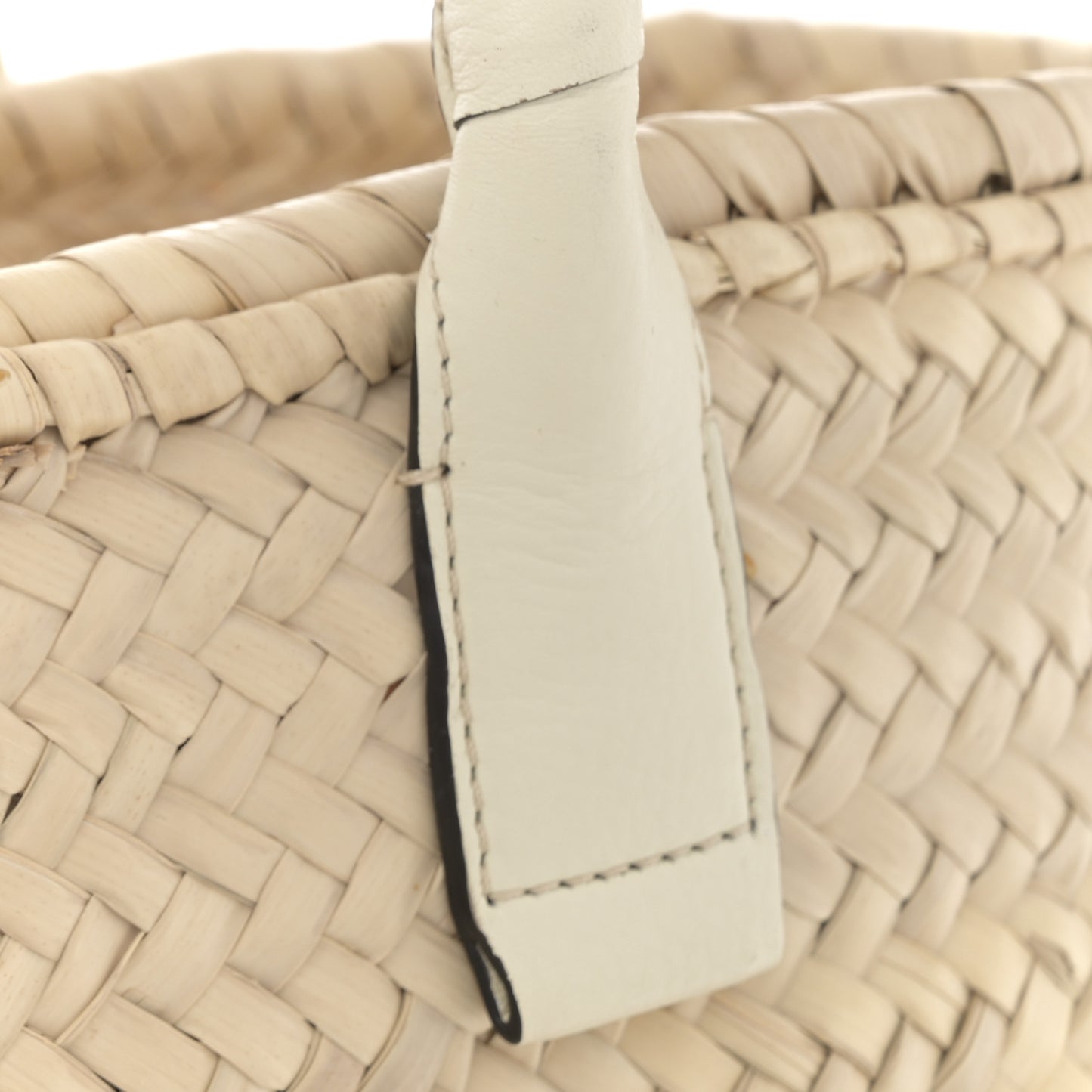 Raffia Grain Calfskin Medium Marcie Basket White