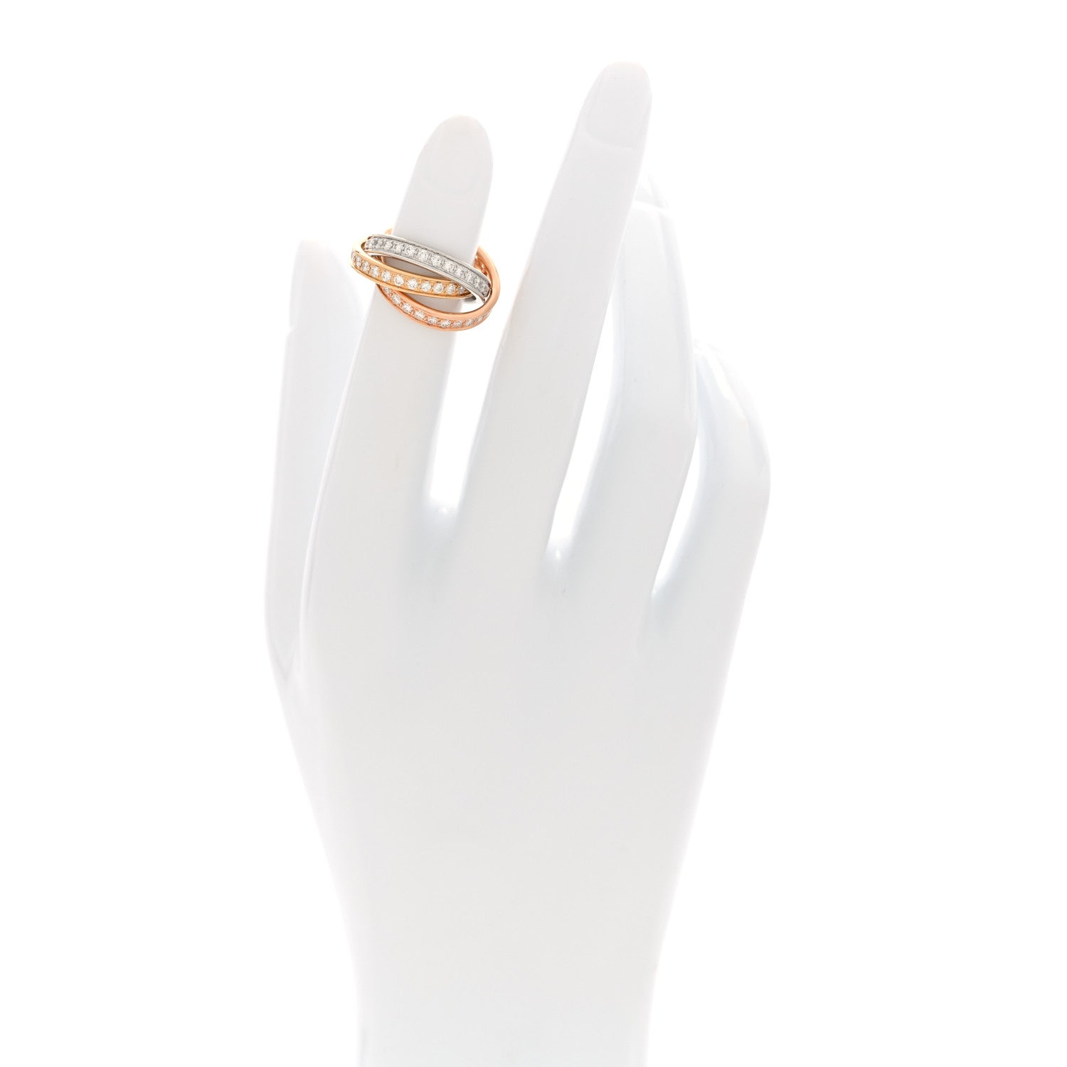 Cartier 18K White Yellow Pink Gold Diamond Trinity Ring 47 4 2 of 4
