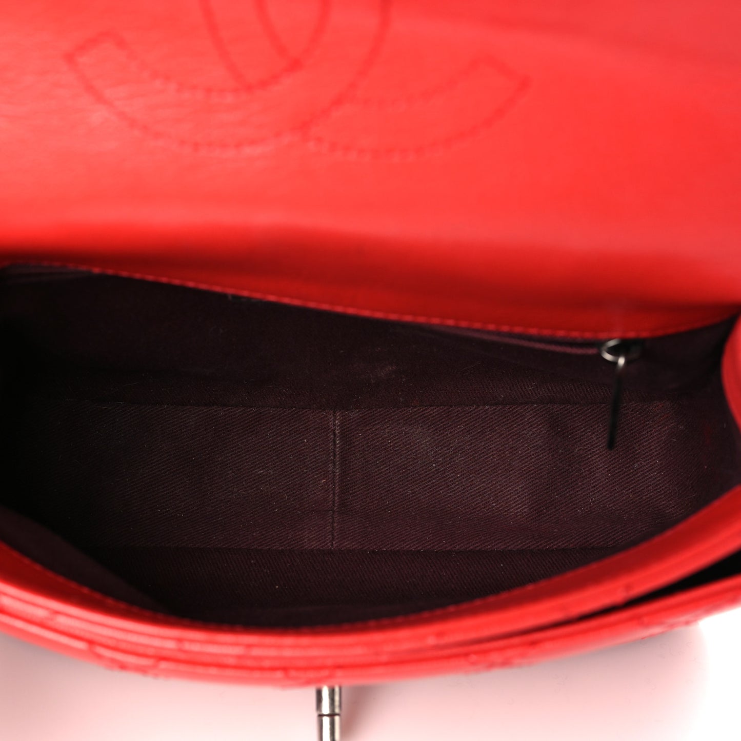 Shiny Goatskin Quilted Small Double Carry Waist Chain Flap Red