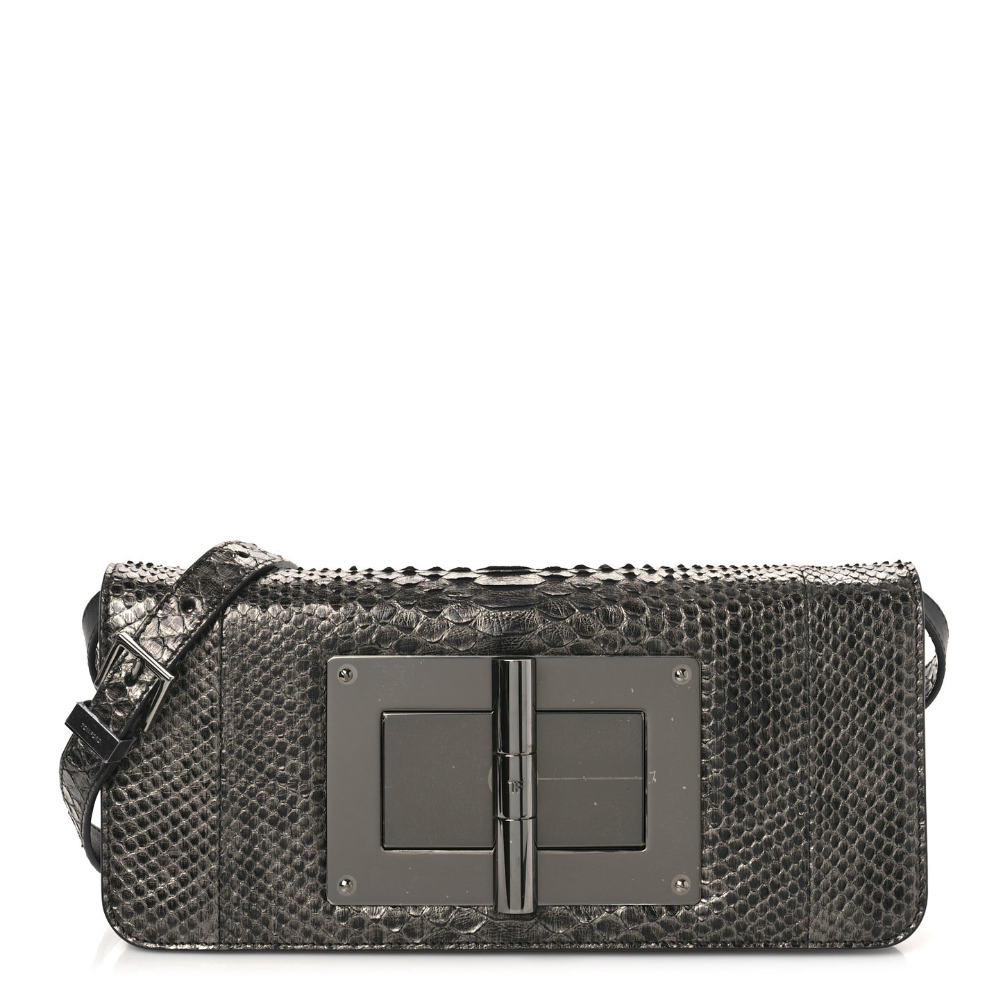 Snakeskin Natalia East-West Shoulder Bag Black