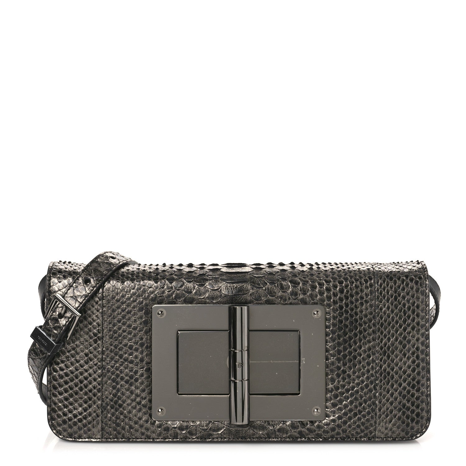 Tom Ford Snakeskin Natalia East-West Shoulder Bag Black 1 of 8