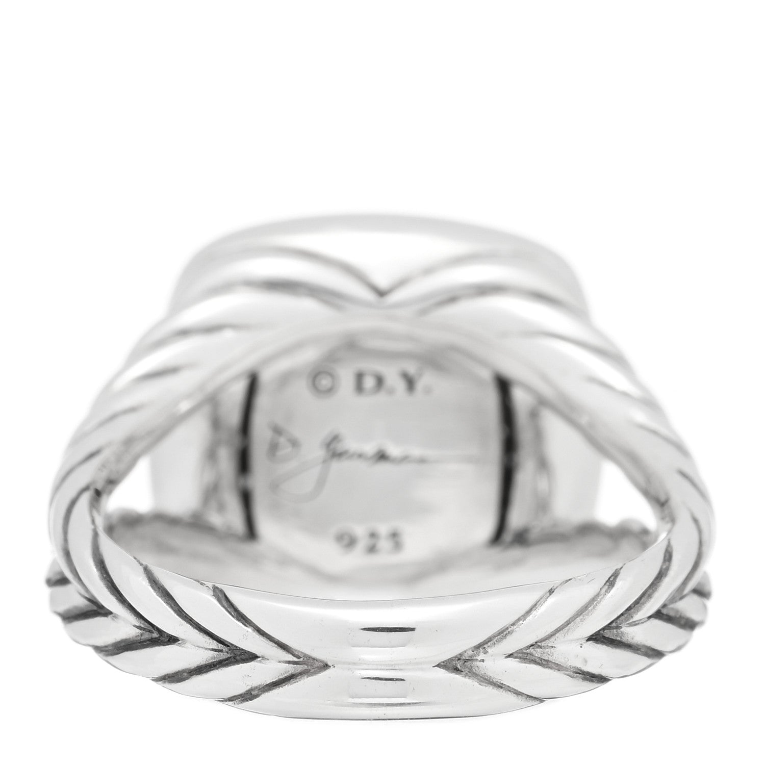 David Yurman Sterling Silver Diamond 11mm Albion Pave Ring 54 7 3 of 5