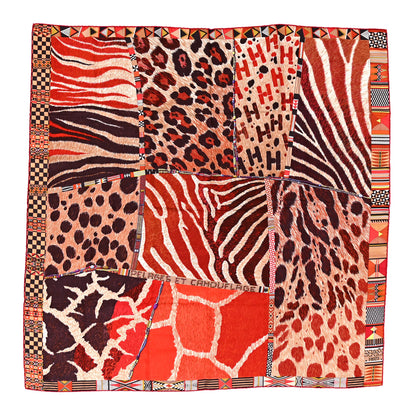 Hermes Silk Pelages et Camouflage Scarf 90 Brique Acajou Rouge H 1 of 5