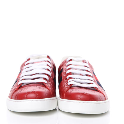 Gucci Guccissima Signature Web Mens Ace Sneakers 7.5 Hibiscus Red 2 of 9