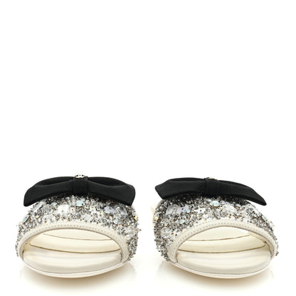 Chanel Lambskin Crystal Embellished Grosgrain CC Bow Mules 37 Black 3 of 7