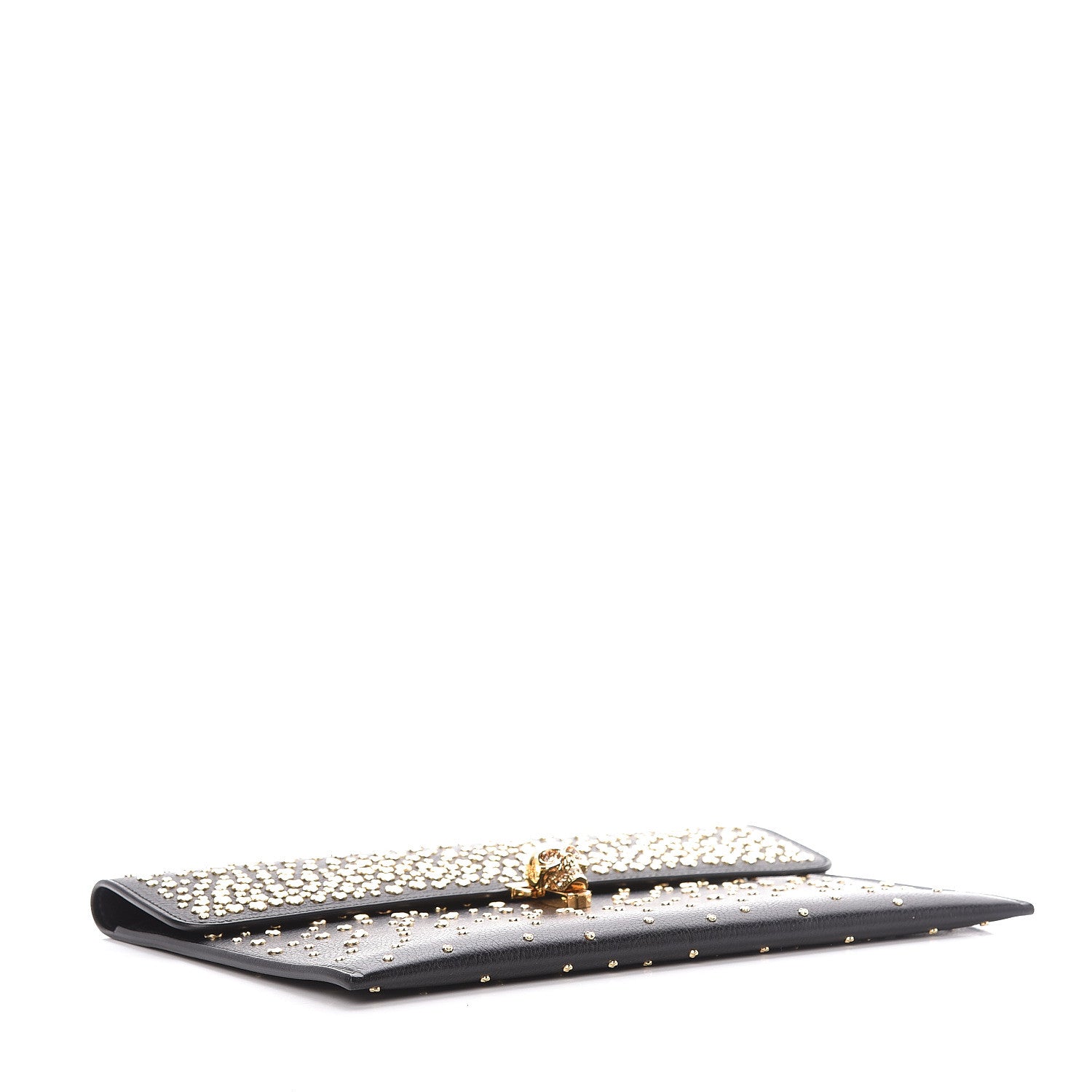 Alexander McQueen Calfskin Studded Skull Envelope Clutch Black 4 of 10