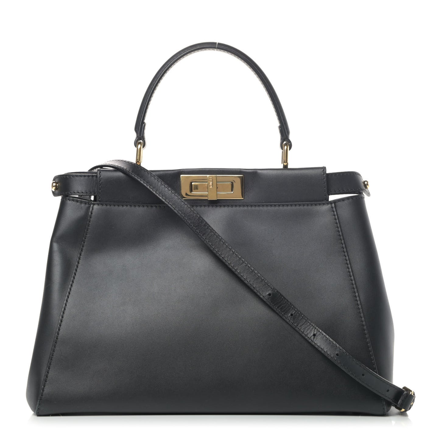 Vitello Morgan Shiny Nappa Medium Peekaboo Iconic Satchel Black