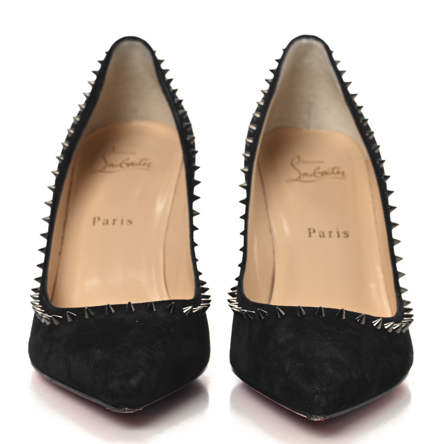 Christian Louboutin Suede Studded Anjalina 100 Pumps 39 Black 3 of 10