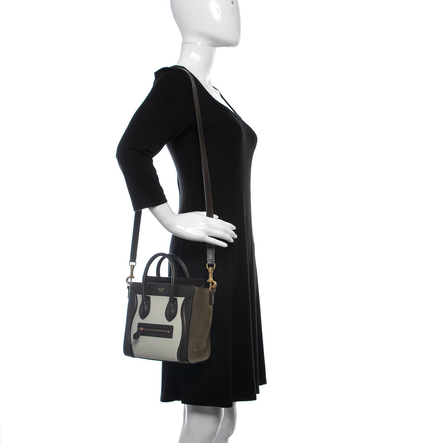 Celine Grained Baby Calfskin Nubuck Nano Tri-Color Luggage Olive 2 of 13