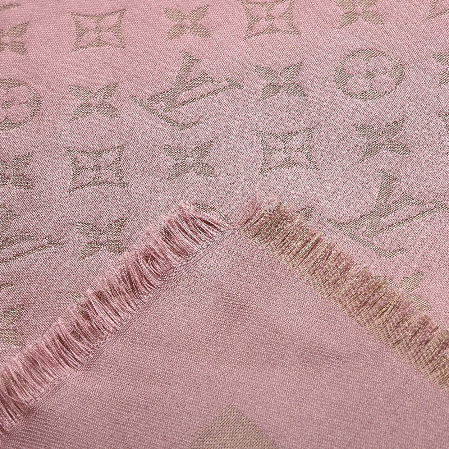 Silk Wool Monogram Shine Shawl Pink
