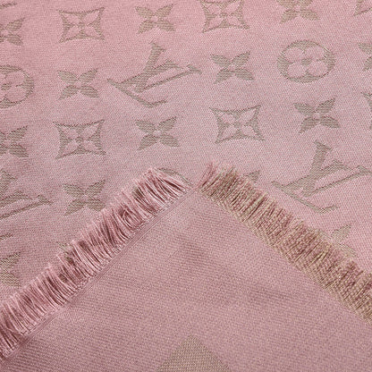 Louis Vuitton Silk Wool Monogram Shine Shawl Pink 4 of 6