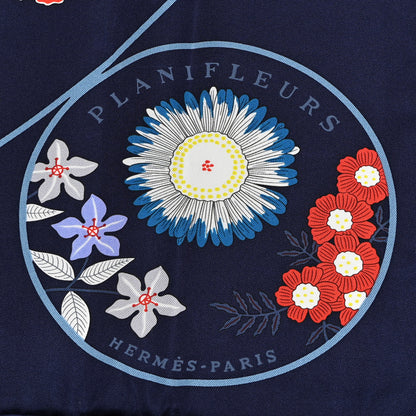 Hermes Silk Planifleurs Scarf 90 Marine 3 of 4
