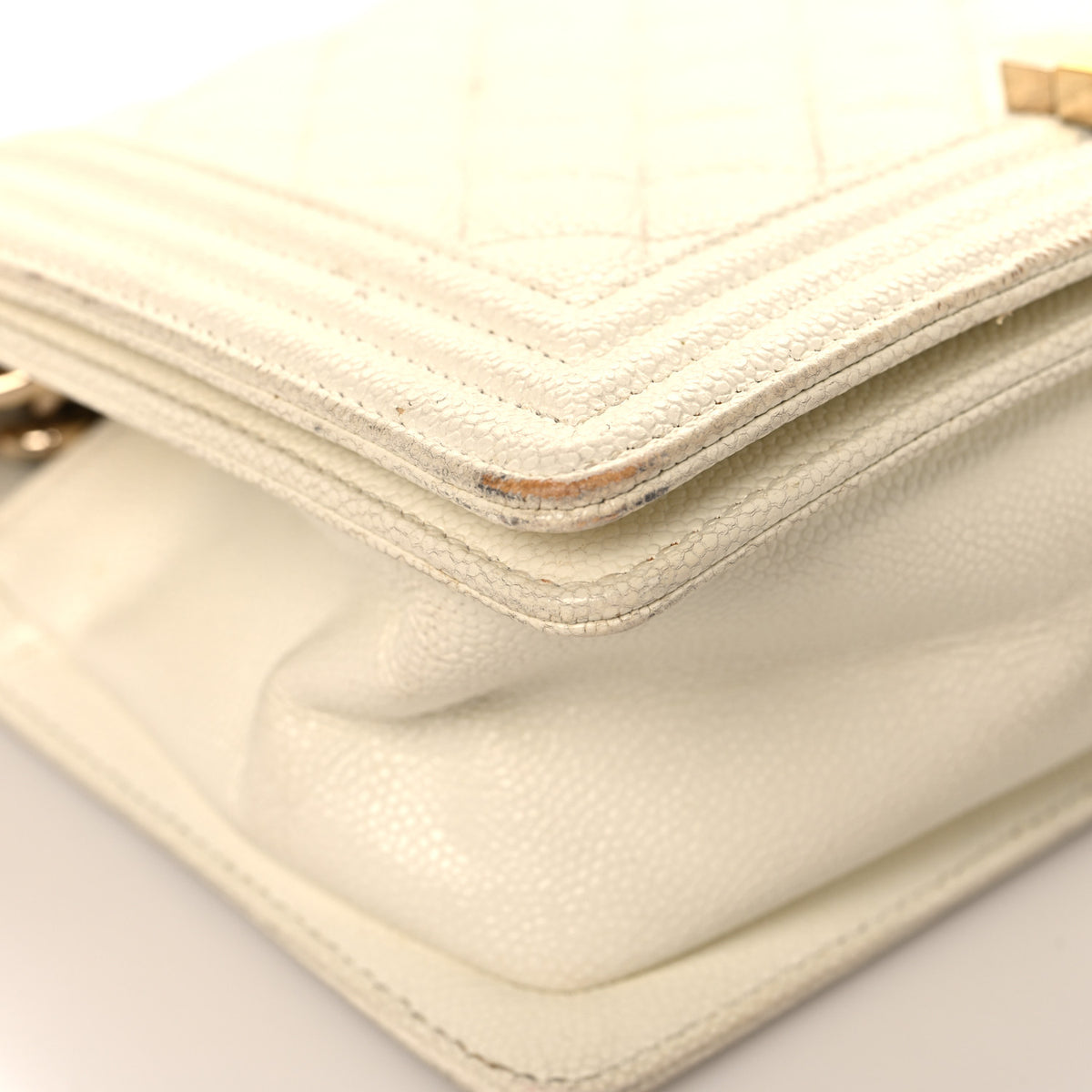 Chanel Caviar Quilted Medium Boy Flap White 9 of 14