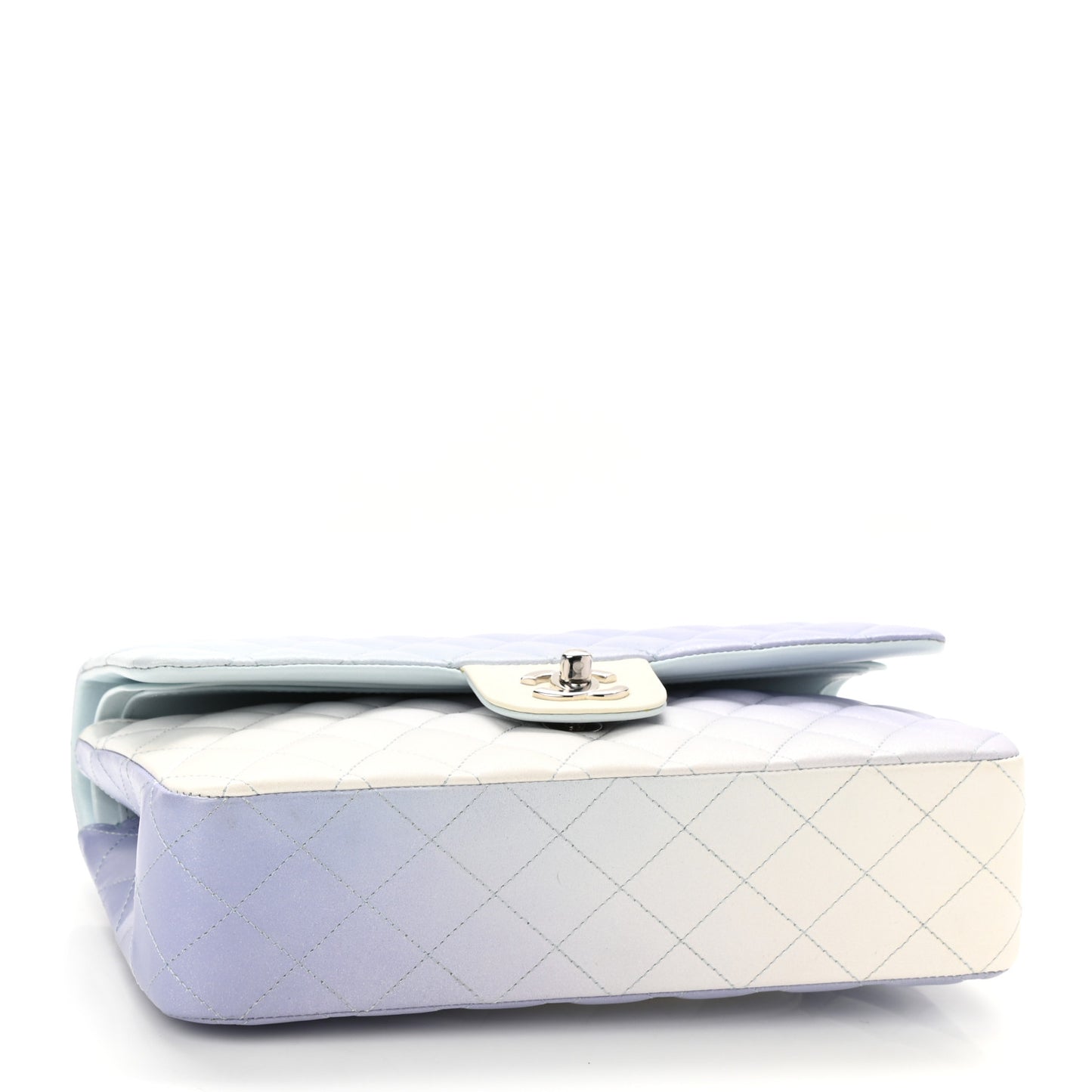 Perforated Lambskin Quilted Medium Double Flap Light Blue Light Purple White