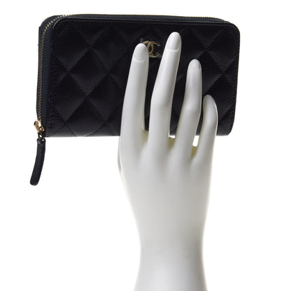 Chanel Caviar Quilted Small Zip Around Wallet Navy 2 of 12
