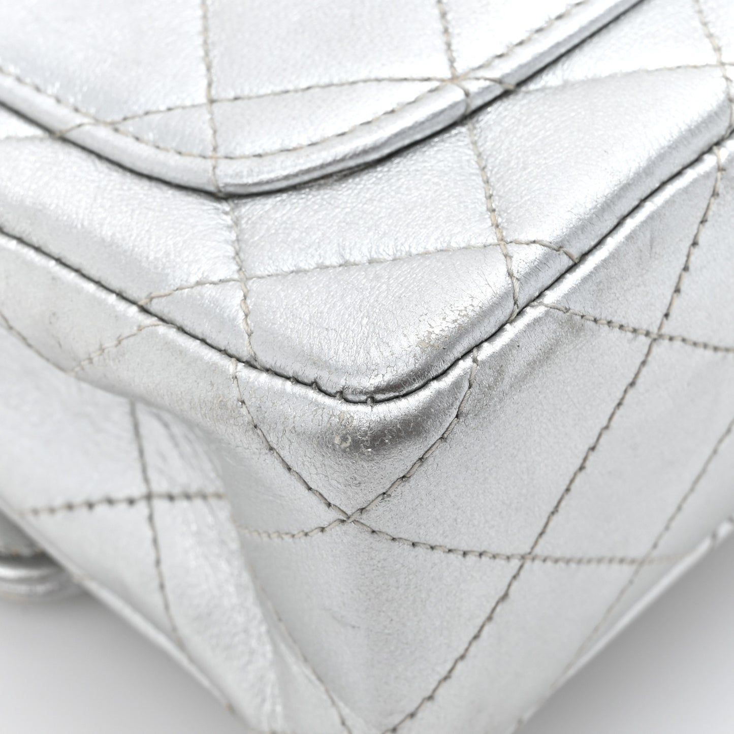 Metallic Lambskin Quilted Mini Kelly Silver