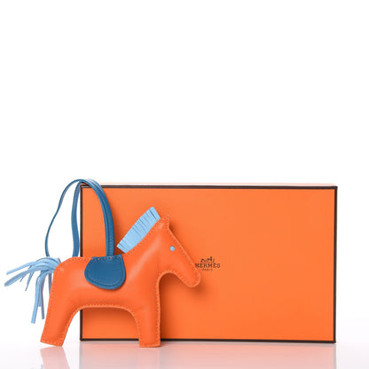 Hermes Milo Lambskin Grigri Rodeo Horse Bag Charm MM Feu Celeste Bleu Izmir 4 of 4