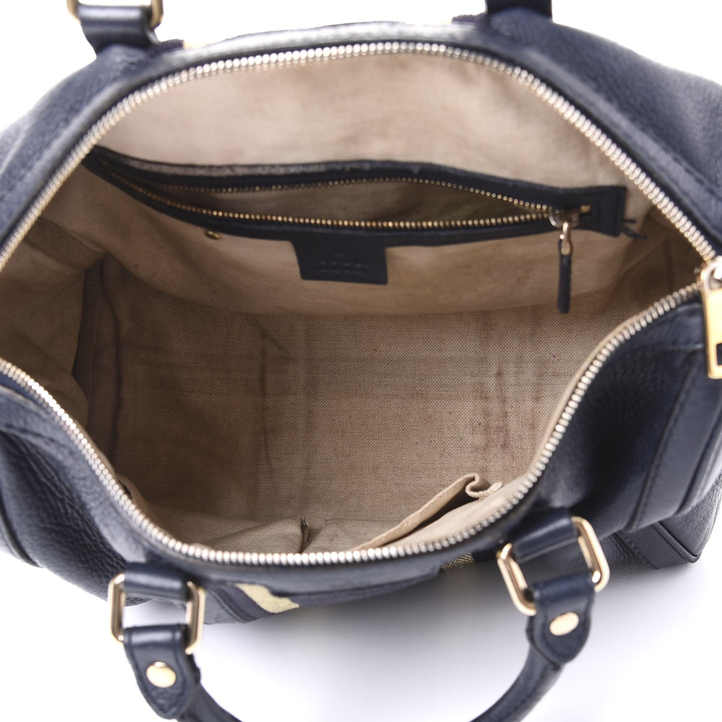 Calfskin Vintage Web Medium Boston Navy