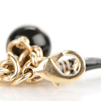 Chanel Pearl Bead CC Charm Bracelet Black Gold 5 of 5