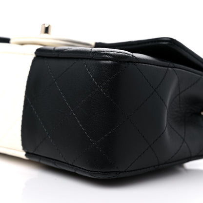 Chanel Lambskin Quilted Mini Rectangular Flap Black White 9 of 11