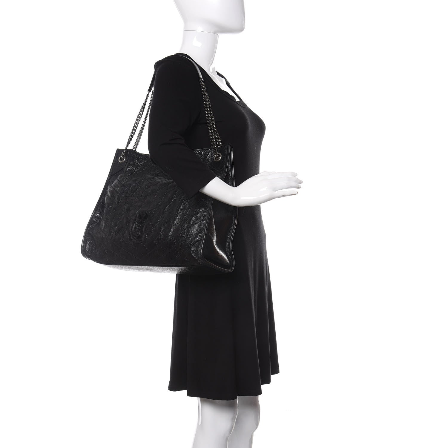 Saint Laurent Crinkled Calfskin Matelasse Monogram Niki Shoulder Bag Black 2 of 18