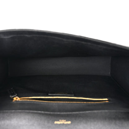 Saint Laurent Grain De Poudre Matelasse Chevron Large Monogram Satchel Black 5 of 10