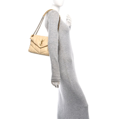 Saint Laurent Lambskin Quilted Small Loulou Puffer Monogram Chain Satchel Jaune Pale 2 of 10