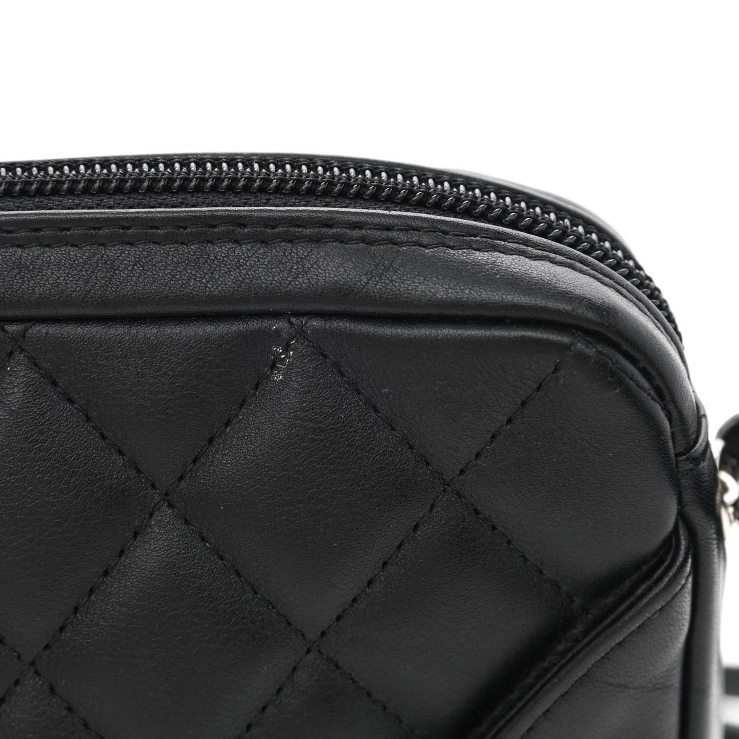 Calfskin Quilted Cambon Pochette Black White