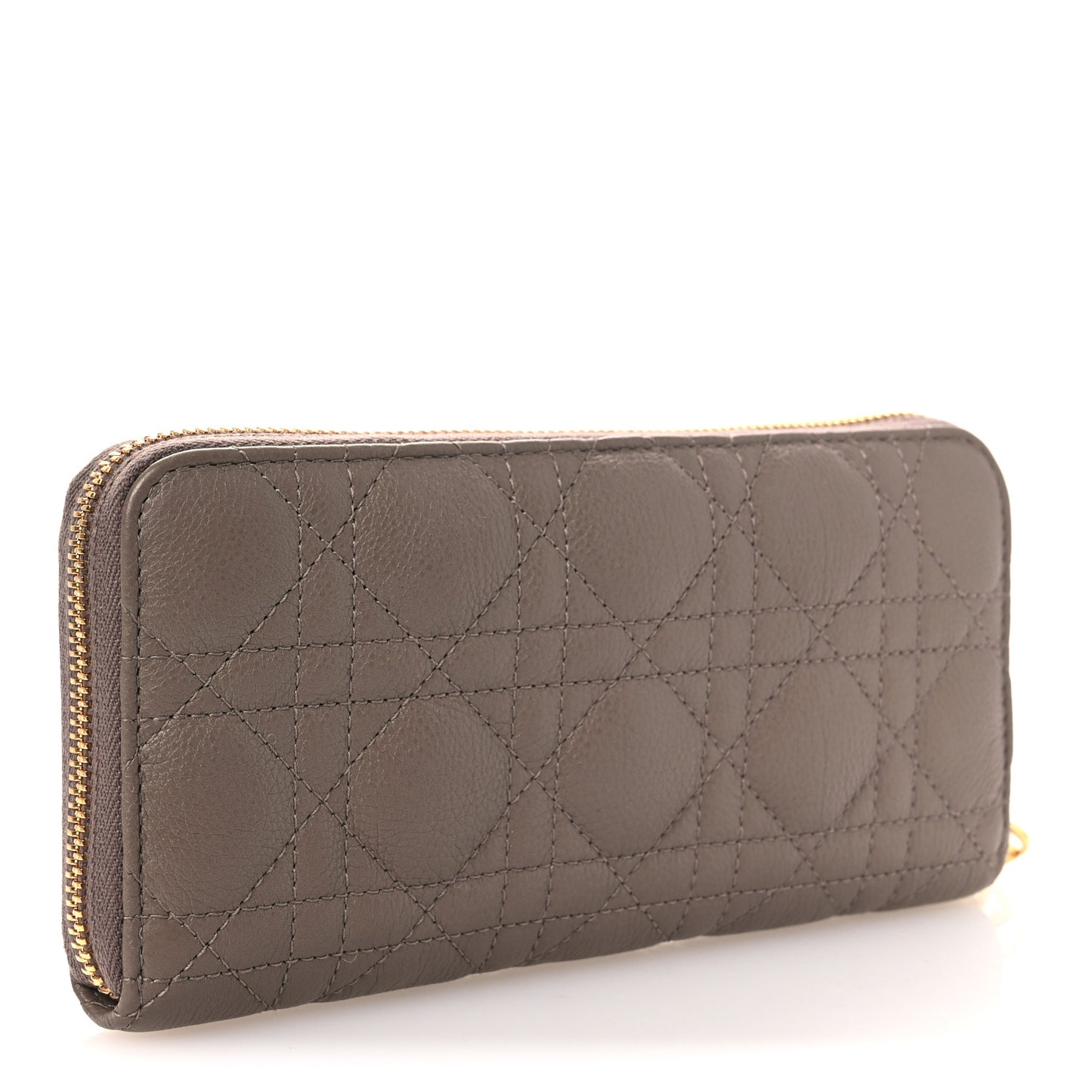 Grained Calfskin Supple Cannage Caro Zip Wallet Taupe