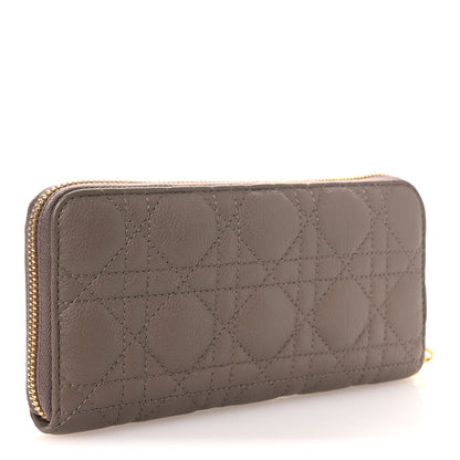 Christian Dior Grained Calfskin Supple Cannage Caro Zip Wallet Taupe 3 of 7