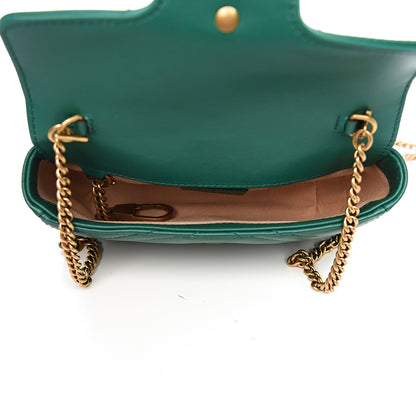 Gucci Calfskin Matelasse Super Mini GG Marmont Shoulder Bag Emerald Green 4 of 9
