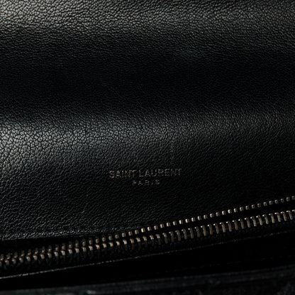 Saint Laurent Sheepskin Matelasse Chevron Monogram Large College Satchel Black 6 of 10