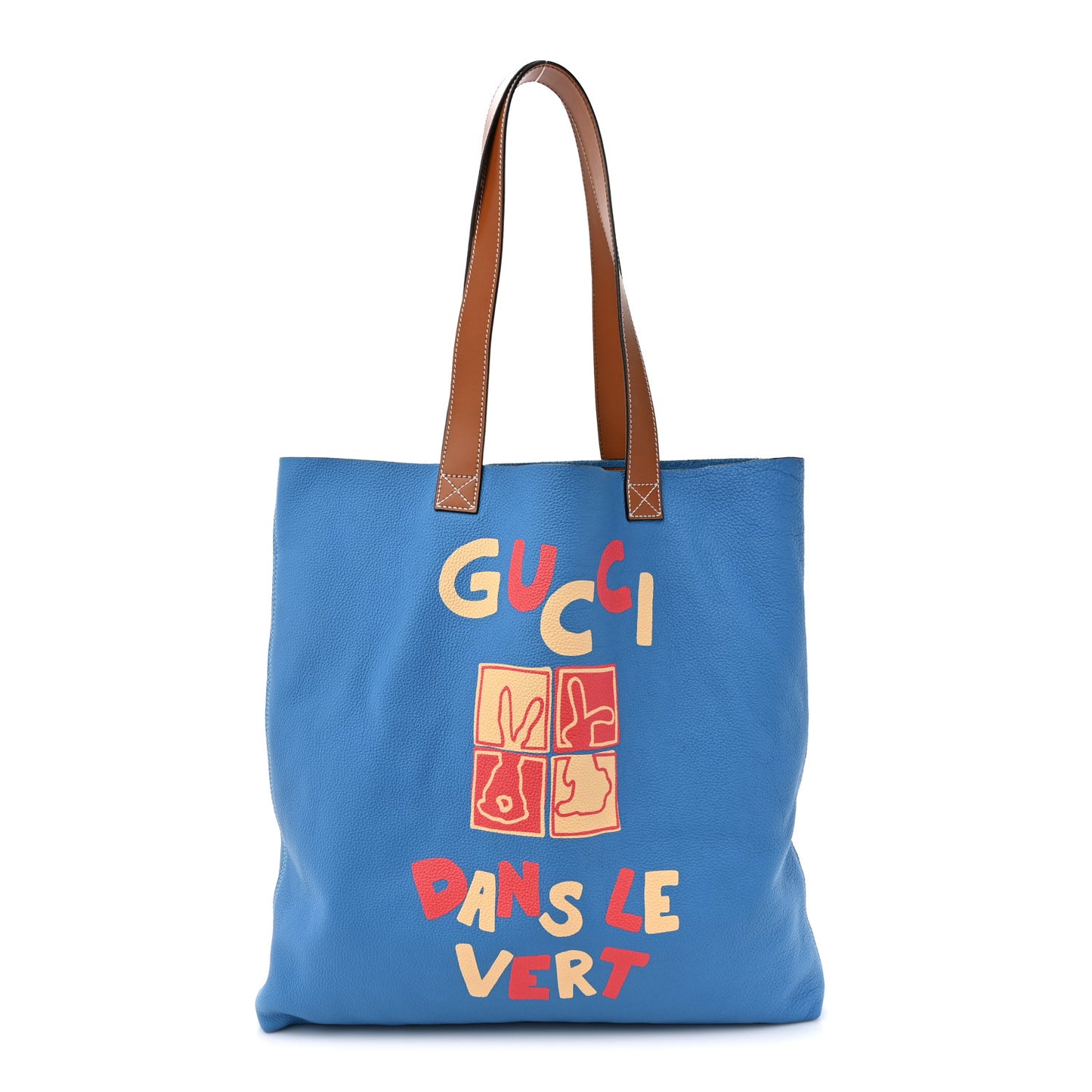 Calfskin Dans Le Vert Large Tote Blue Multicolor