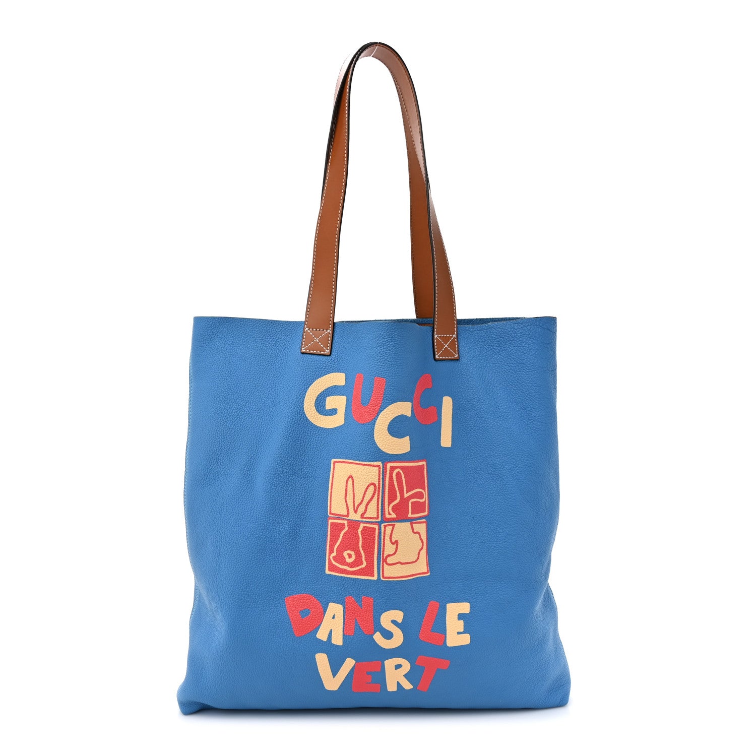 Gucci Calfskin Dans Le Vert Large Tote Blue Multicolor 1 of 12