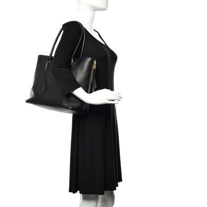 Prada Vitello Daino Side Zip Tote Black 2 of 14