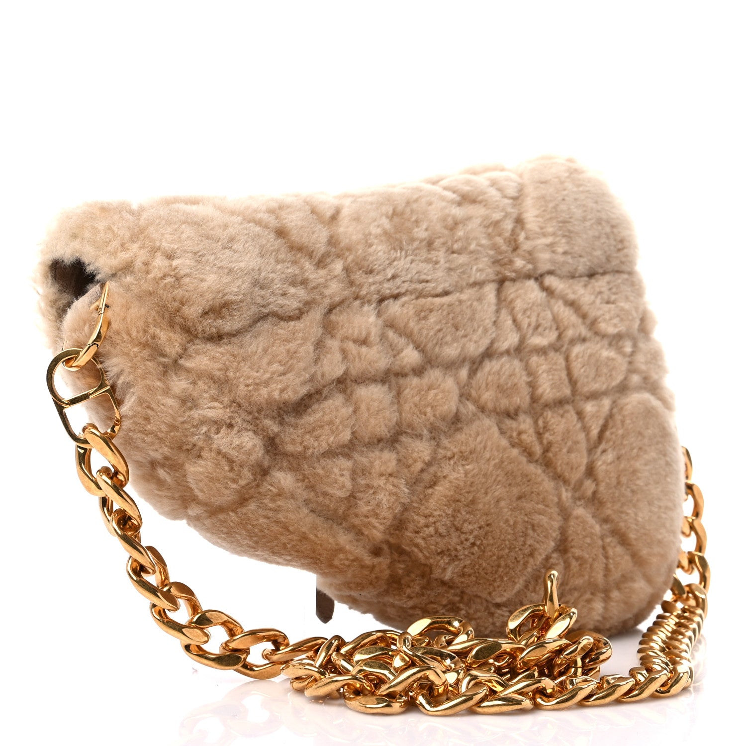 Christian Dior X ERL VENICE Shearling Cannage Saddle Bag Natural 3 of 9