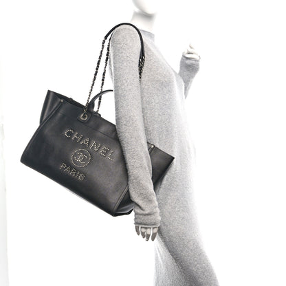 Chanel Caviar Medium Studded Deauville Tote Black 2 of 10