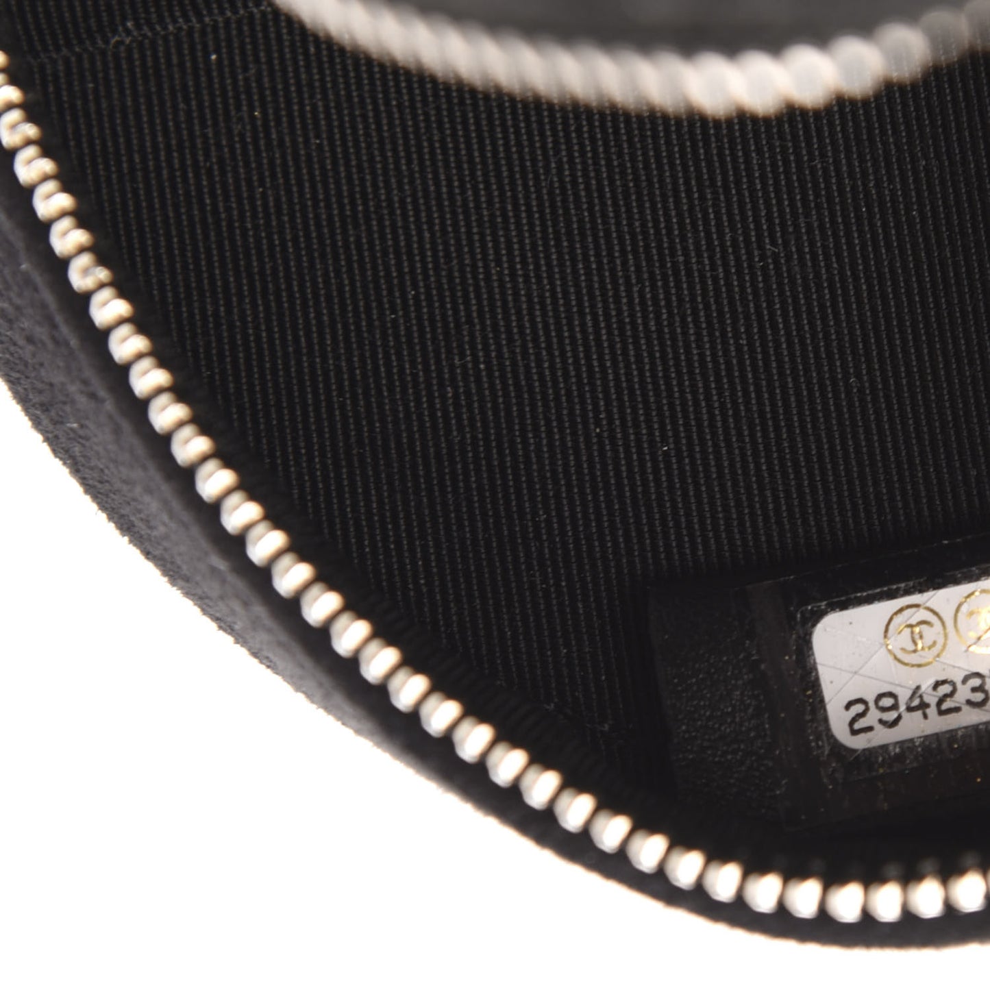 Suede Quilted Crystal Round Clutch With Logo Chain Black
