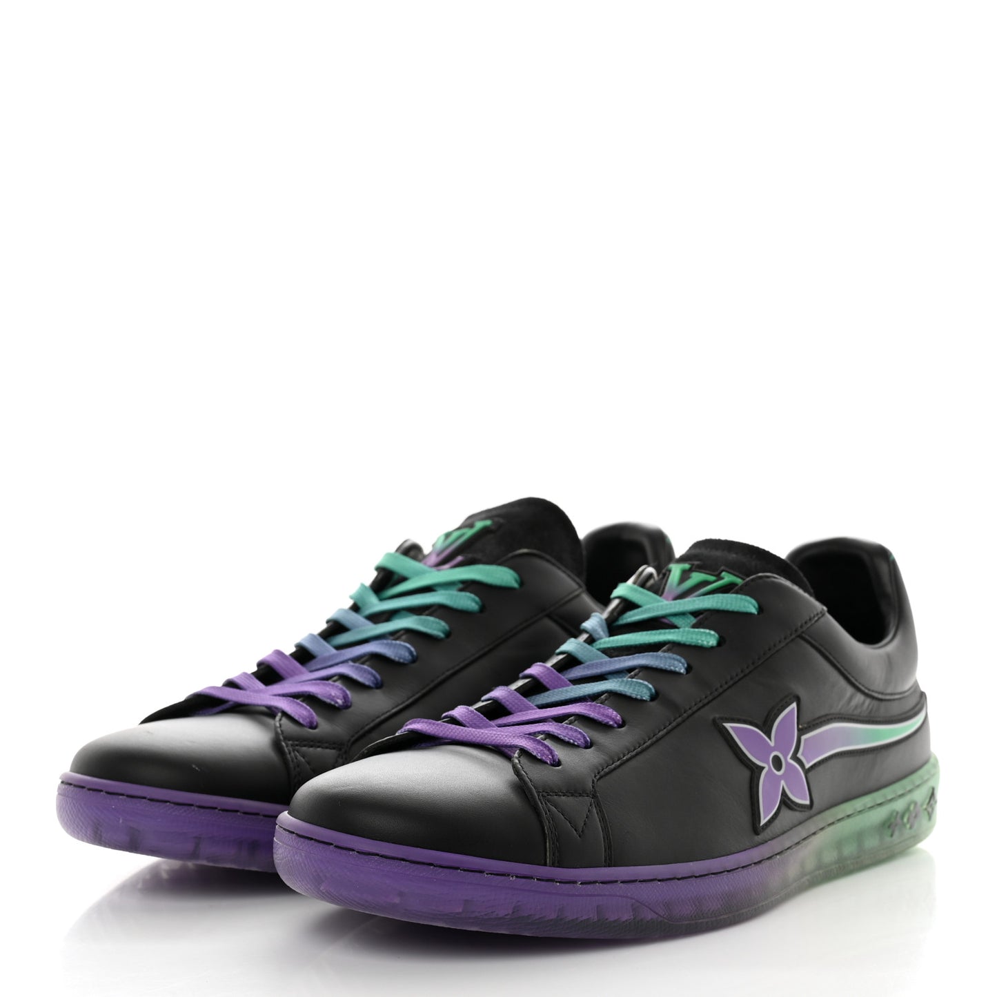 Calfskin Mens Luxembourg Samothrace Sneakers 7.5 Black Purple Green