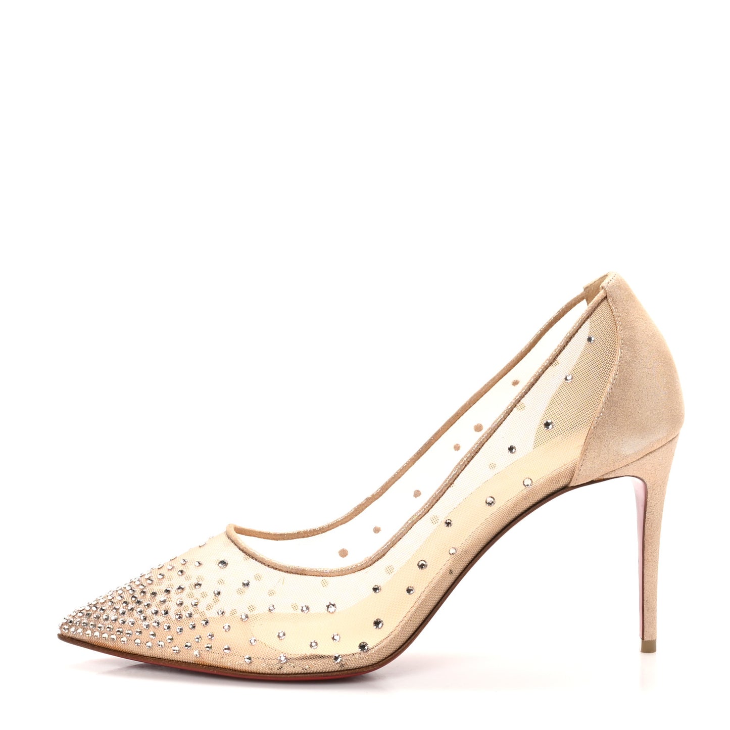 Suede Lame Crystal Strass Follies 85 Pumps 40 Light Silk