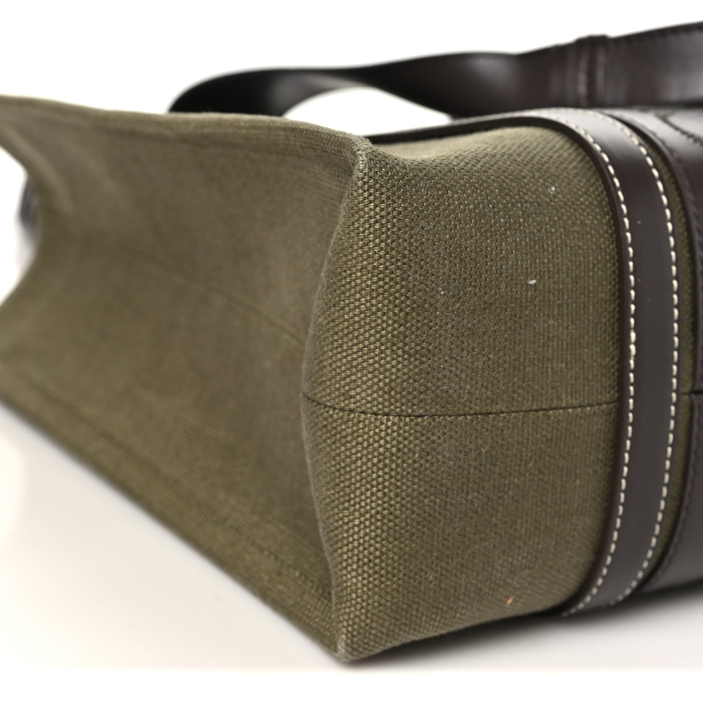 Linen Calfskin Medium Woody Tote Warm Green