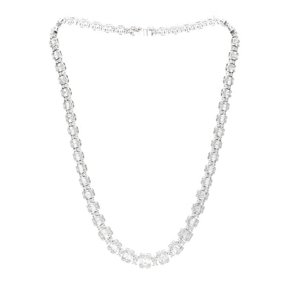 Parker & West by FASHIONPHILE 18K White Gold Diamond 13.56ctw Baguette Round Cut Graduated Necklace 3 of 5