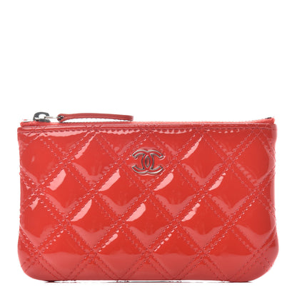 Chanel Patent Quilted Small Cosmetic Case Red 1 of 6
