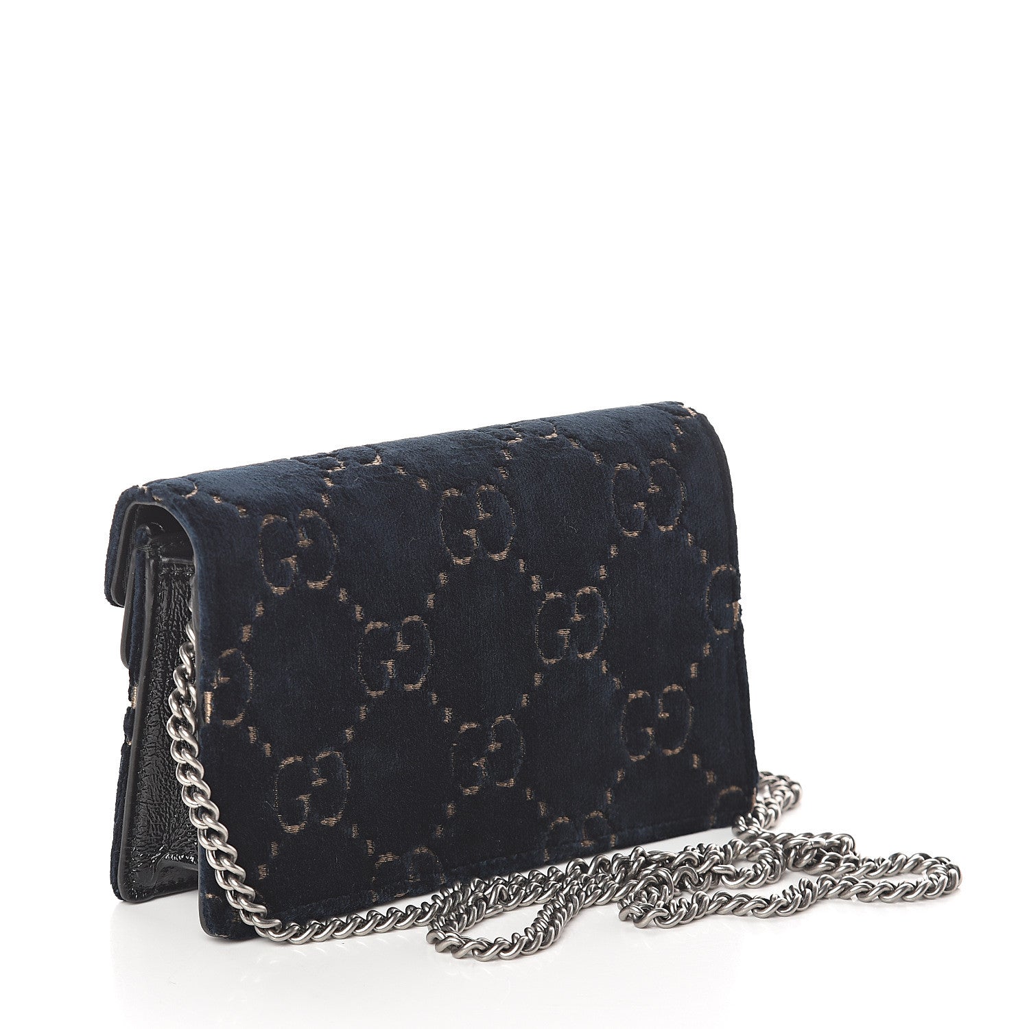 Gucci Velvet GG Monogram Super Mini Dionysus Shoulder Bag Blue Beige Black 2 of 7
