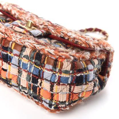Chanel Tweed Quilted Mini Rectangular Flap Blue Orange Navy Beige 9 of 10