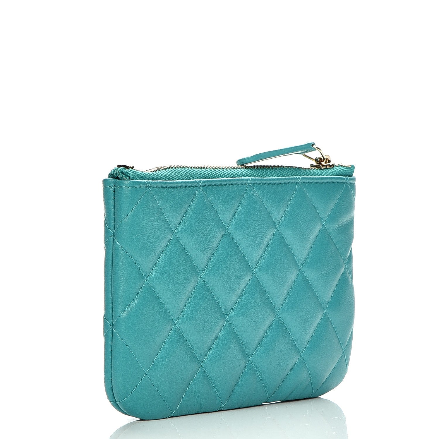 Chanel Lambskin Quilted Small Cosmetic Case Turquoise 3 of 7